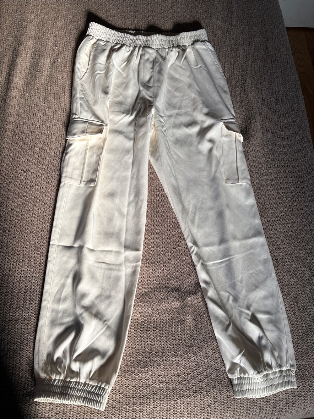Mystree Cream Cargo Track Joggers